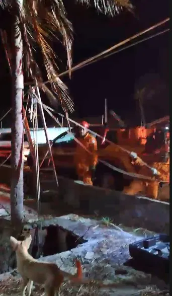 Bombeiros resgatam vaca que caiu em fossa, na cidade de Luís Correia